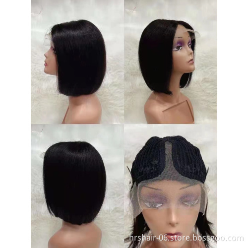 Wholesale Glueless indian T Part Lace Front Wig Short Hd Full Lace Bob Wigs Curly Lace Frontal Virgin Human Hair Wig